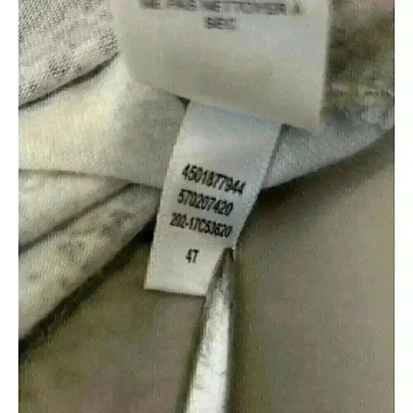 Chicos Womens Size 1 Medium Tan White Tunic Short Sleeve Top V Neck Chiffon Hem - Picture 8 of 13